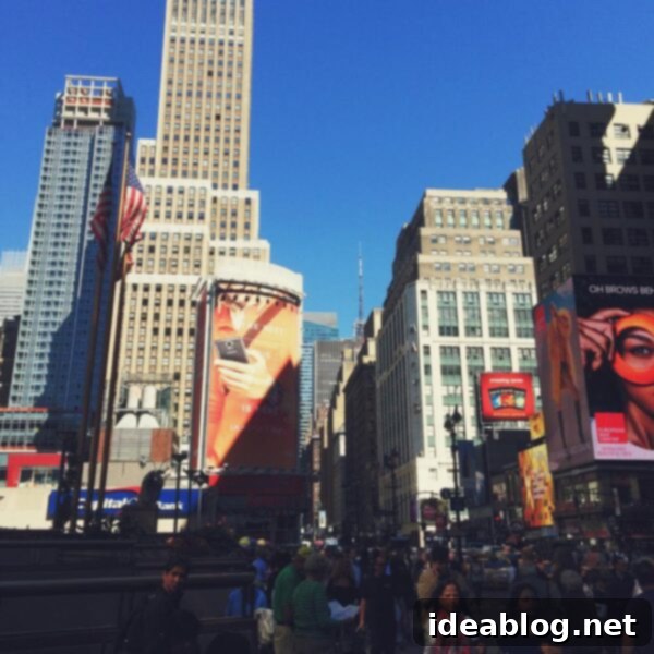 The Fleeting Pulse 2 A vibrant street scene capturing the essence of a New York City minute, with bustling activity and iconic architecture.