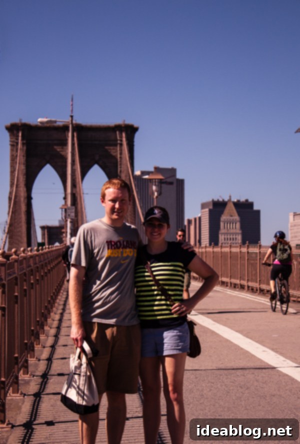 The Fleeting Pulse 8 A stunning panoramic view from the Brooklyn Bridge, capturing the iconic Manhattan skyline, a memorable part of the New York City trip.