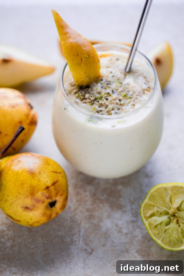 Zesty Vanilla Pear Delight 5 Pear Smoothie with Vanilla, Honey, and Lime Zest