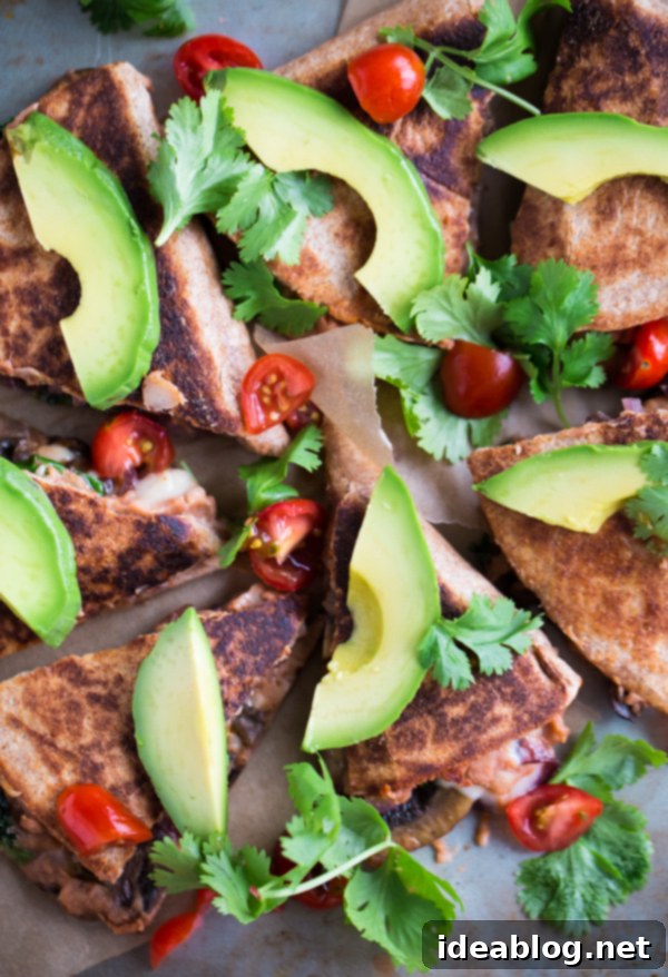 Quick Garden Quesadillas 2 Weeknight Veggie Quesadillas Topped with Avocado
