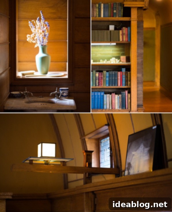 Second Wind in the Metropolis 8 Frank Lloyd Wright Home & Studio interior - intricate woodwork