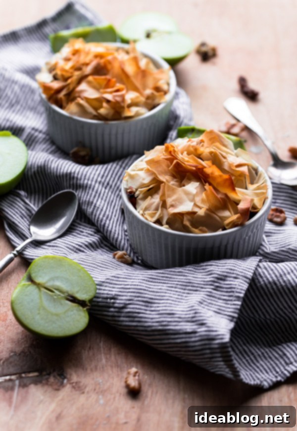 Flaky Apple Walnut Delights 2 Individual Apple Phyllo Pies: The Perfect Solution for Pie Dough Haters