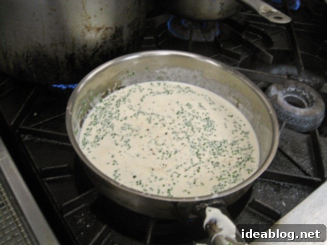 Day 42: A Culinary Journey of Savory and Sweet 8 Creamy chive sauce in a pan