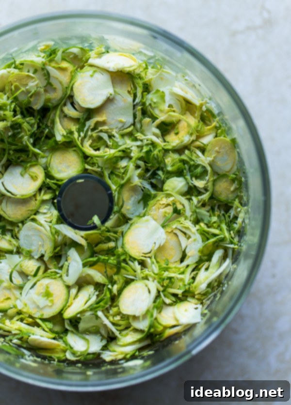 Crunchy Brussels & Apple Salad with Walnuts and Cheesy Crisps 4 Shaved Brussels sprouts in Food processor