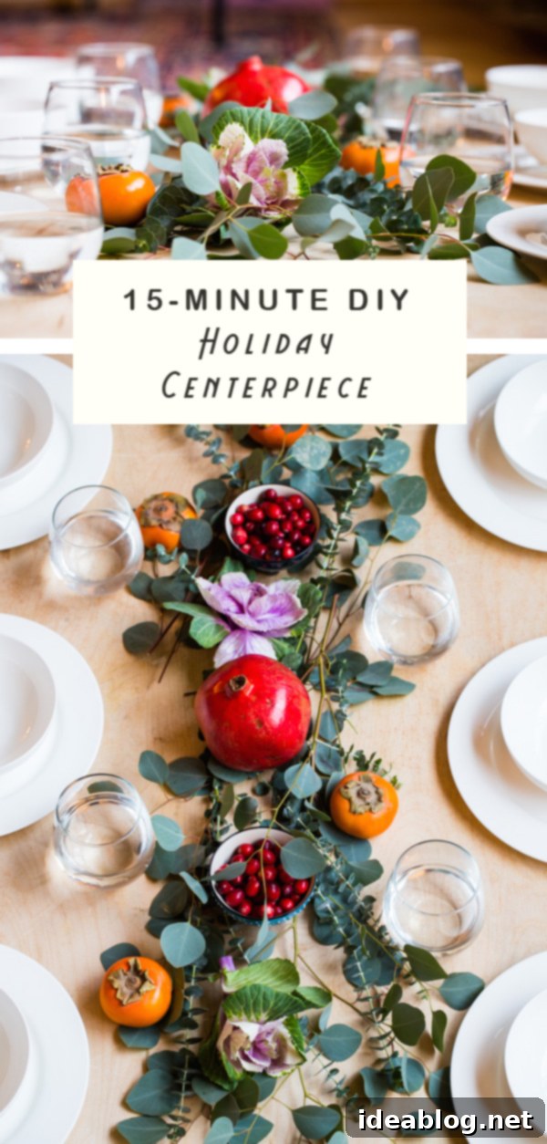 Your Instant Holiday Table Sparkle 2 Stunning 15-Minute DIY Edible Holiday Centerpiece with Pomegranates and Eucalyptus