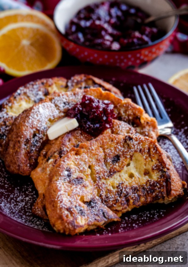 Decadent Panettone French Toast with Bright Cranberry Compote 2 Panettone French Toast with Cranberry Compote