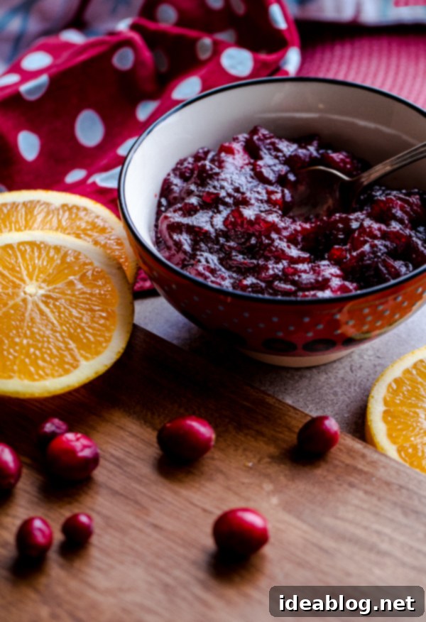 Decadent Panettone French Toast with Bright Cranberry Compote 6 Cranberry Compote in Bowl