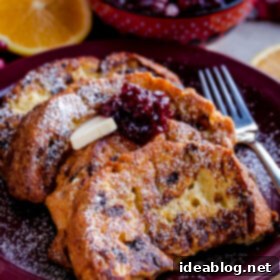 Decadent Panettone French Toast with Bright Cranberry Compote 8 Panettone French Toast with Cranberry Compote