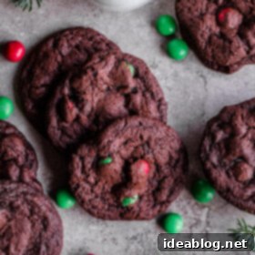 Minty Chocolate Holiday M&M Treats 7 A plate of M&M Holiday Mint Chocolate Cookies, ready to be enjoyed