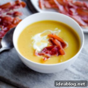 Velvety Butternut Leek Soup with Prosciutto Crisps and Crème Fraîche 7 Butternut Squash and Leek Soup with Crispy Prosciutto and Crème Fraîche