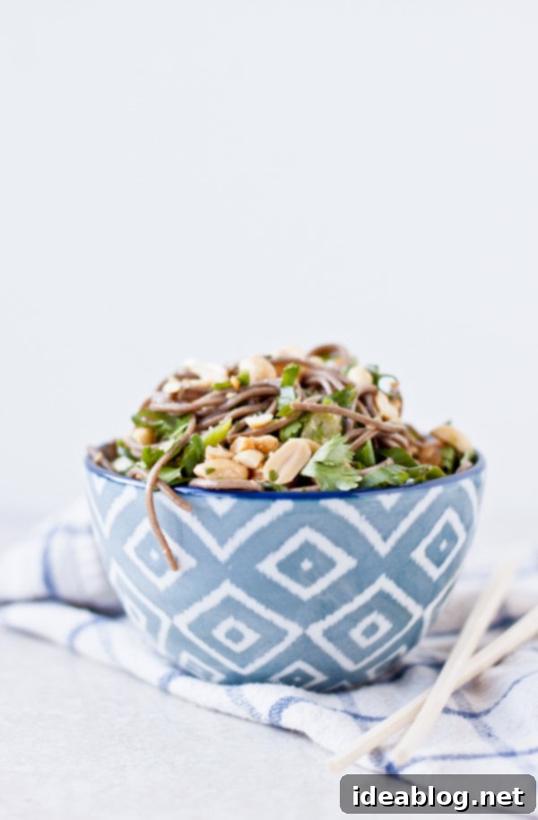 Easy Asian Noodle Salad for Meal Prep Fresh Asian Noodle Salad with vibrant vegetables and soba noodles in a large bowl
