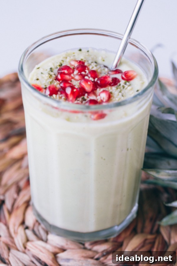 Creamy Avocado Pineapple Delight 2 Avocado Pineapple Smoothie with Pomegranate Arils