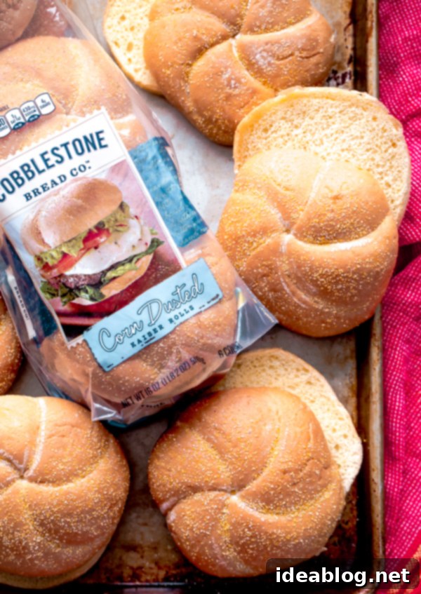 Zesty Southwest Avocado Jack Burgers 3 Cobblestone Corn Dusted Kaiser Rolls for Southwest Burgers