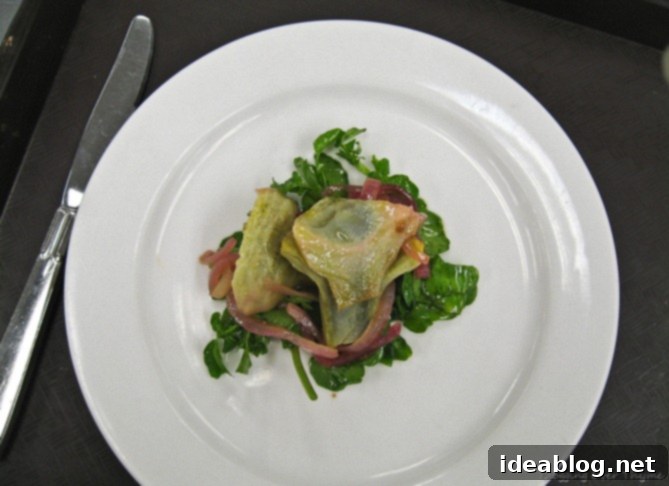 Day 24 French Feast Artichoke Chasseur Napoleon 4 Prepared Artichoke Salad with Watercress