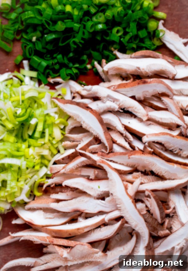Aromatic Asian Shrimp Noodle Bowl 4 Sliced Shiitake Mushrooms for Soup