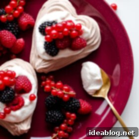 Sweetheart Chocolate Meringue Berry Delights 8 Chocolate Heart Meringue Cups with Whipped Cream and Berries. An elegant, simple dessert for Valentine's Day!