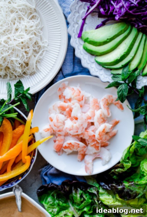 Brown Rice Shrimp Summer Rolls with Zesty Peanut Lime Dip 4 Shrimp Summer Roll Filling