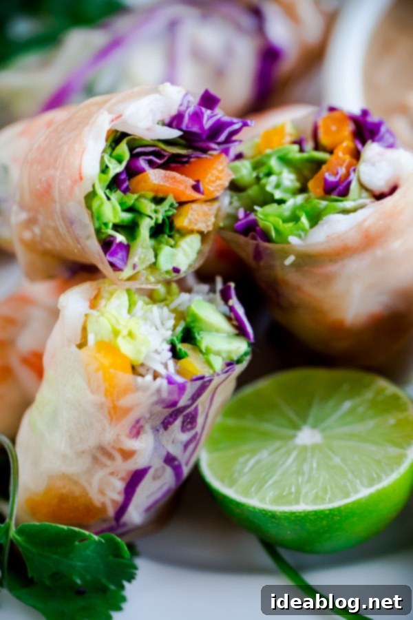 Brown Rice Shrimp Summer Rolls with Zesty Peanut Lime Dip 6 Brown Rice Shrimp Summer Rolls with Peanut Lime Dipping Sauce