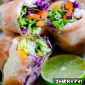Brown Rice Shrimp Summer Rolls with Zesty Peanut Lime Dip 8 Brown Rice Shrimp Summer Rolls with Peanut Lime Dipping Sauce