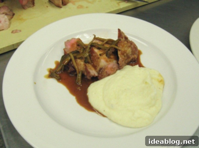 Savory Charcutiere Pork Chops Sweet Coffee Éclairs 4 Silky smooth Pomme Puree (mashed potatoes)