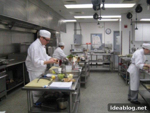 Day Ten: The Art of Filleting, Tourneeing, and Crème Brulee 2 culinary school kitchen