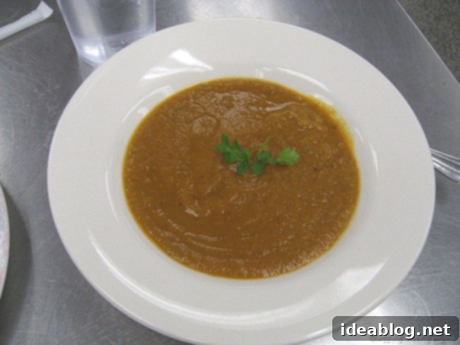 Day Nine: Roasted Chicken, Eggplant Soup, and Crème Caramel 3 bowl of creamy roasted eggplant soup