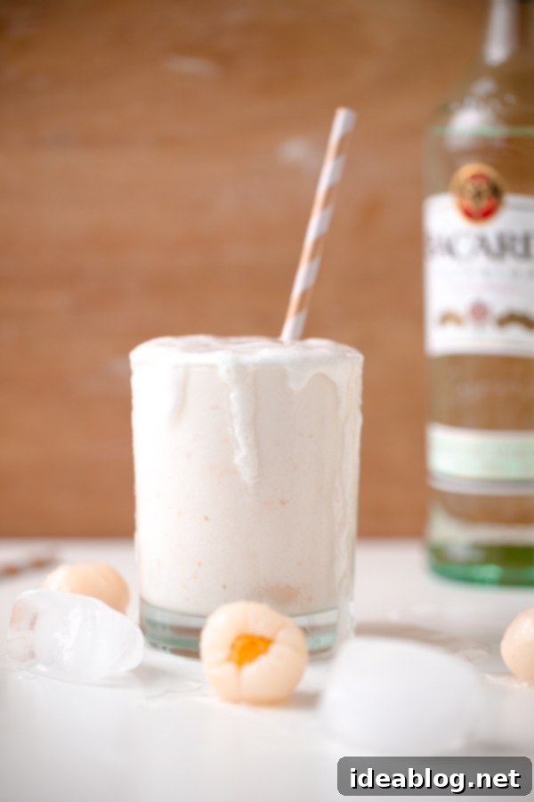 Coconut Lychee Colada. A refreshing rum cocktail made with lychees, coconut milk, coconut water, and Bacardi!  Coconut Lychee Cocktail