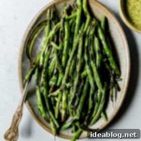 Fire-Kissed Green Beans with Zesty Cilantro Dressing 11 Charred Green Beans on Platter
