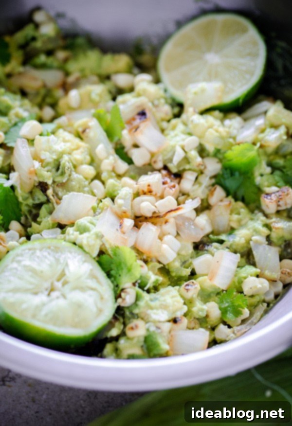 Grilled Corn and Poblano Guacamole
