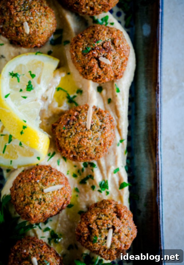 Golden Falafel Bites with Zesty Lemon Hummus 2 Mini Falafel Bites with Hummus
