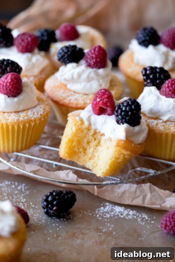 Golden Corn Cakes with Mascarpone Cloud and Berry Medley 7 Mini Cornmeal Cakes with Whipped Mascarpone and Fresh Berries