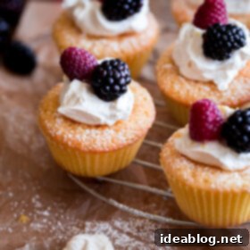 Golden Corn Cakes with Mascarpone Cloud and Berry Medley 8 Mini Cornmeal Cakes with Whipped Mascarpone and Fresh Berries