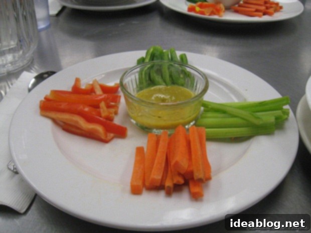 Day One: Mastering French Onion Soup 4 Prepared crudités with dipping sauce at culinary school