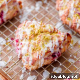 Bright Raspberry Pistachio Scones with Zesty Lemon Glaze 7 Raspberry Pistachio Scones with Lemon Glaze