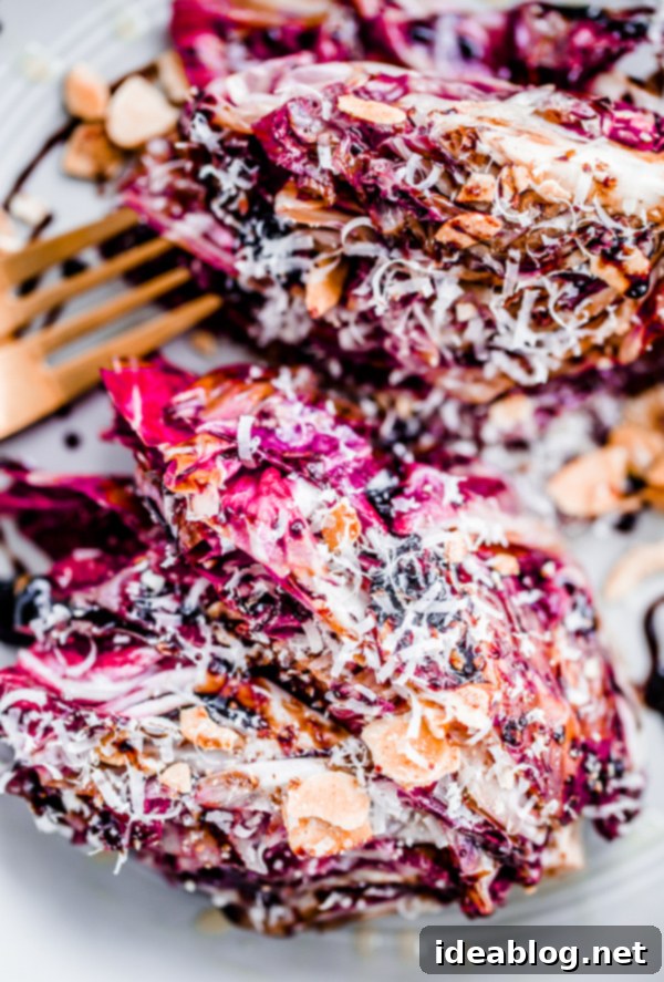 Grilled Radicchio with Fig Balsamic Glaze, Shaved Parmigiano, and Honeyed Almonds 5 Grilled Radicchio with Fig Balsamic Syrup, Parmigiano, and Honey-Roasted Almonds