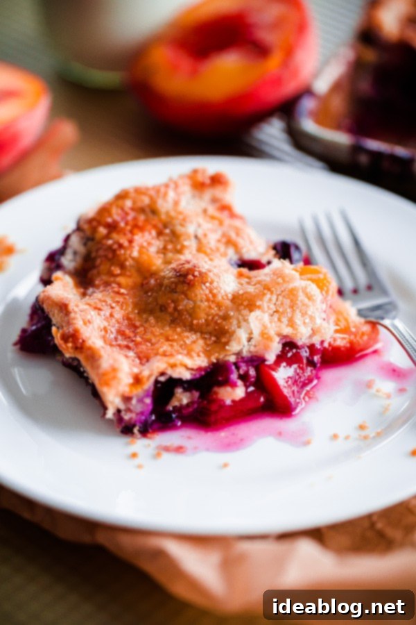 Golden Peach & Blueberry Slab Bake 4 Perfectly sliced piece of Blueberry Peach Slab Pie