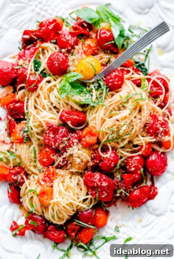 Roasted Tomato Basil Spaghettini with Garlic Breadcrumb Crunch 2 Spaghettini with Roasted Tomatoes, Fresh Basil, and Toasted Garlic Breadcrumbs
