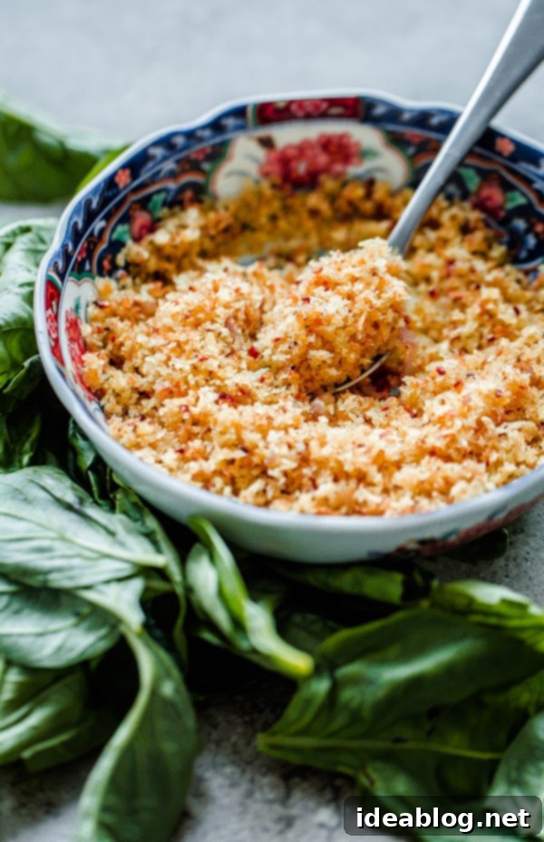 Roasted Tomato Basil Spaghettini with Garlic Breadcrumb Crunch 5 Toasted Garlic Breadcrumbs for Pasta