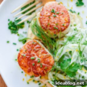Mediterranean Scallops with Creamy Hummus & Crisp Fennel 9 Seared Bay Scallops with Hummus and Fennel Salad