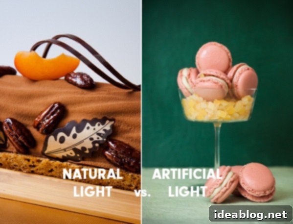 10 Affordable Food Photography Backgrounds  Artificial Light food photograph versus Natural Light Food Photograph example - Comparing Lighting