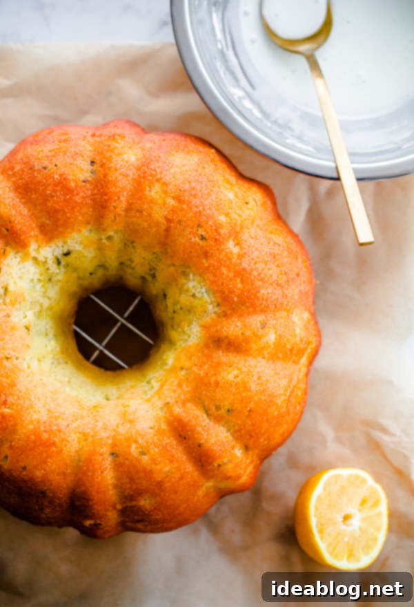 Cardamom Zucchini Bundt with Zesty Lemon Drizzle 5 A close-up view of the Zucchini Cardamom Bundt Cake, highlighting the texture and the fragrant spices within.