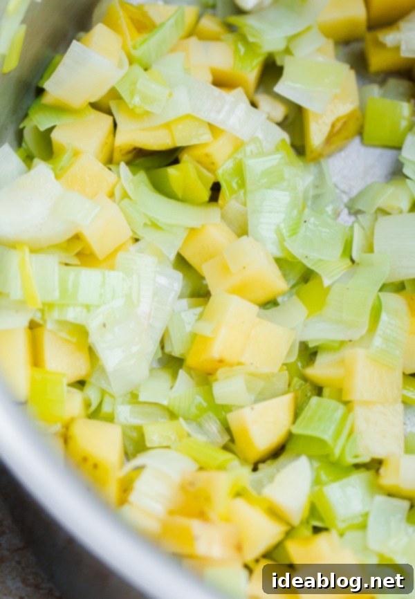 Comforting Cauliflower Potato Soup 5 Cauliflower Potato Mixture in Pot