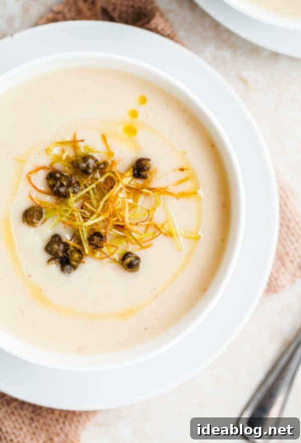 Comforting Cauliflower Potato Soup 6 Simple Cauliflower Soup with Frizzled Leeks and Capers