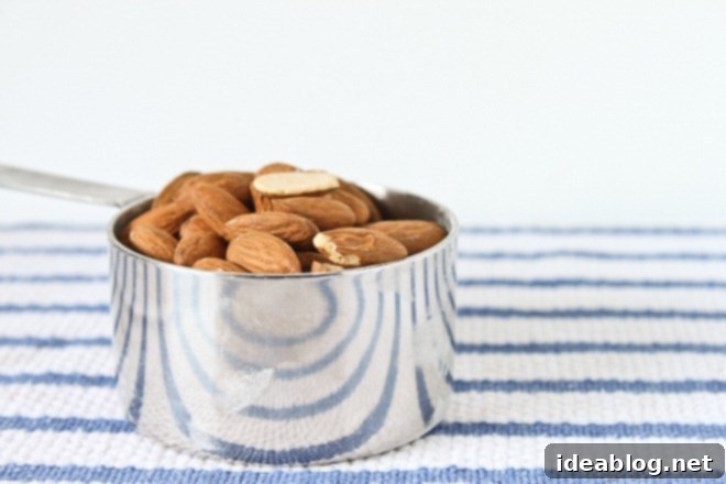 Handcrafted Maple Vanilla Almond Milk 3 Raw Almonds ready for soaking