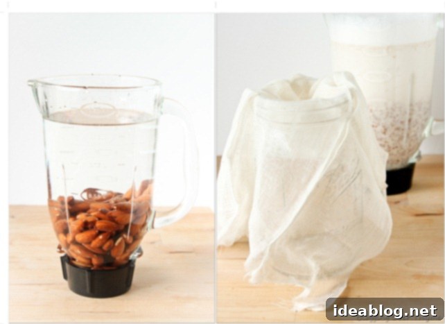 Handcrafted Maple Vanilla Almond Milk 5 How to Make Almond Milk - Straining process