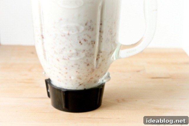 Handcrafted Maple Vanilla Almond Milk 6 Blended Homemade Almond Milk in a glass