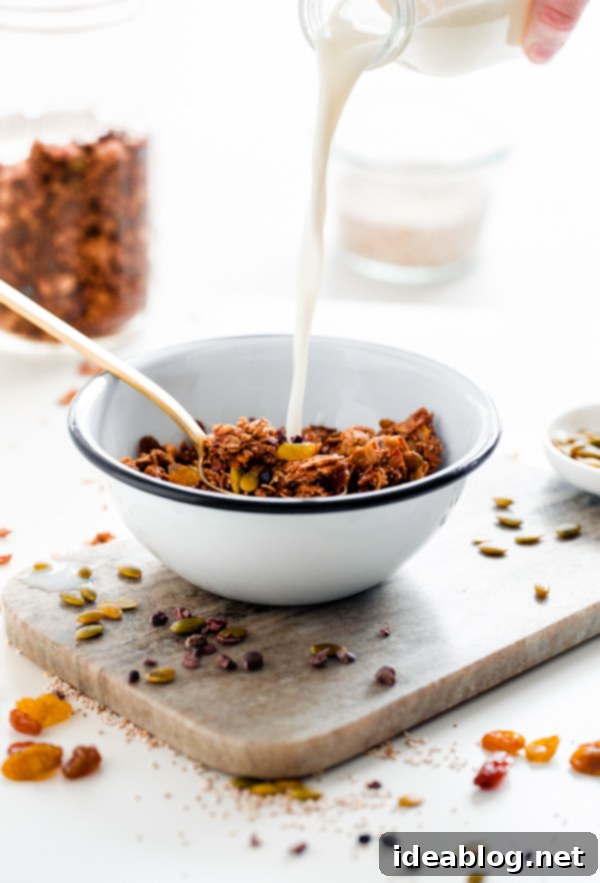 Mexican Granola with Cocao Nibs and Pumpkin Seeds. A salty and sweet healthy granola! Mexican Granola with Cocao Nibs and Pumpkin Seeds