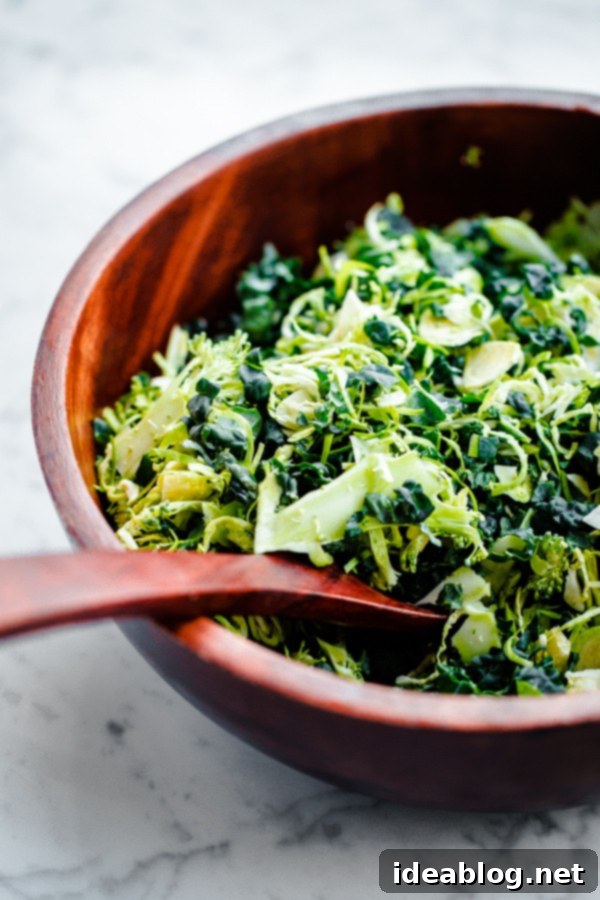 Truffle Parmesan Shaved Greens Salad 4 Shaved Broccoli, Brussels Sprouts, and Kale Salad with Homemade Truffle Parmesan Dressing