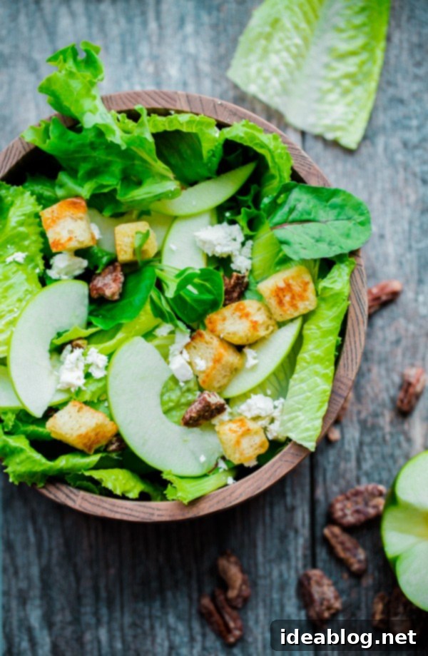 Sweet and Savory Apple Feta Pecan Salad with Sourdough Croutons 2 Light and refreshing Apple Feta and Candied Pecan Salad with homemade sourdough croutons