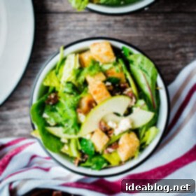 Sweet and Savory Apple Feta Pecan Salad with Sourdough Croutons 8 Refreshing Apple, Feta, and Candied Pecan Salad with Sourdough Croutons